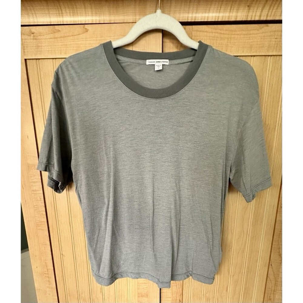 James Perse Women Basic Gray Crew Neck Short Sleeve T-Shirt Size 1 - Tissue Tee